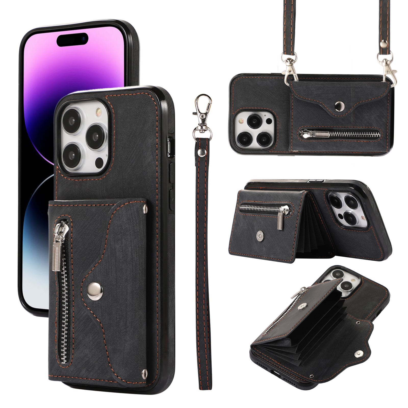 For iPhone 14 Pro PU Leather+TPU Scratch Proof Phone Case Kickstand Cover with RFID Blocking Card Bag For iPhone 14 Pro PU Leather+TPU Scratch Proof Phone Case Kickstand Cover with RFID Blocking Card Bag